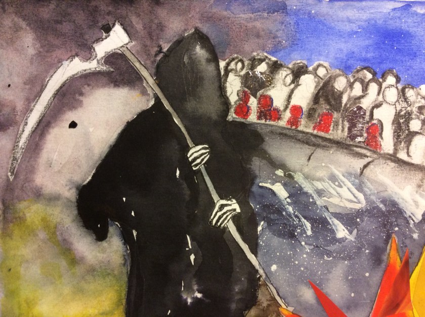 Mixed media painting. Detail